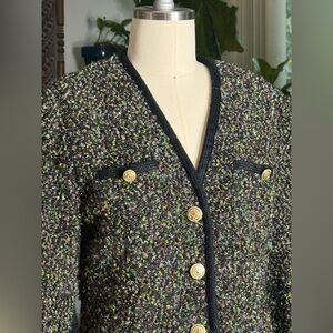 Danny & Nicole Bouclé Tweed Jacket w/ Gold Buttons – Size 6P
